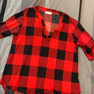 Pink lily buffalo plaid shirt